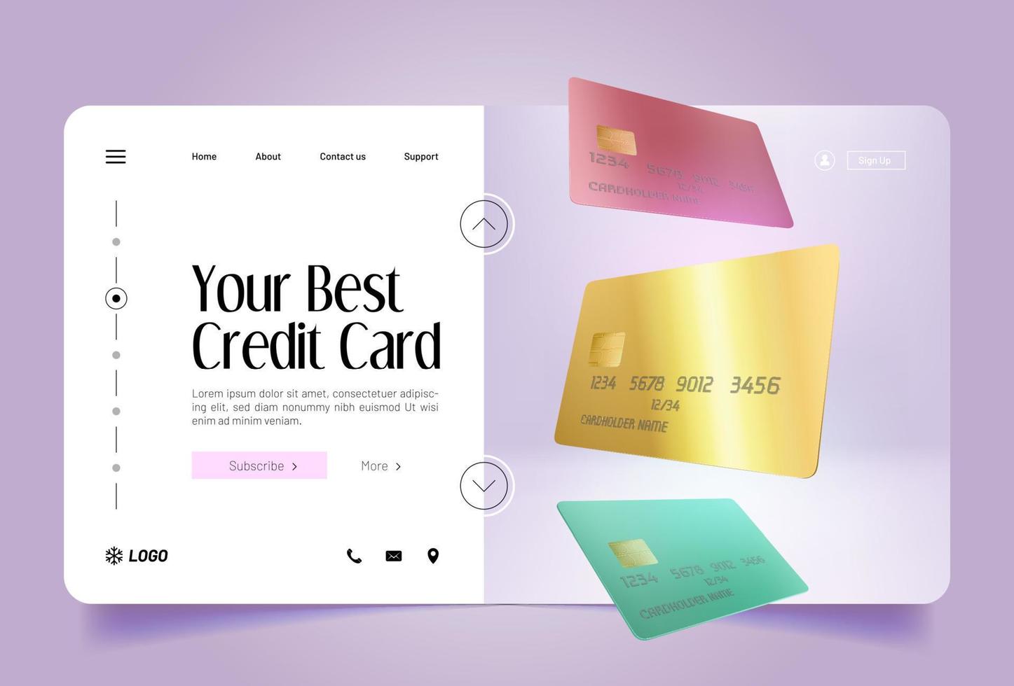 banner de servicio bancario con tarjetas de crédito vector