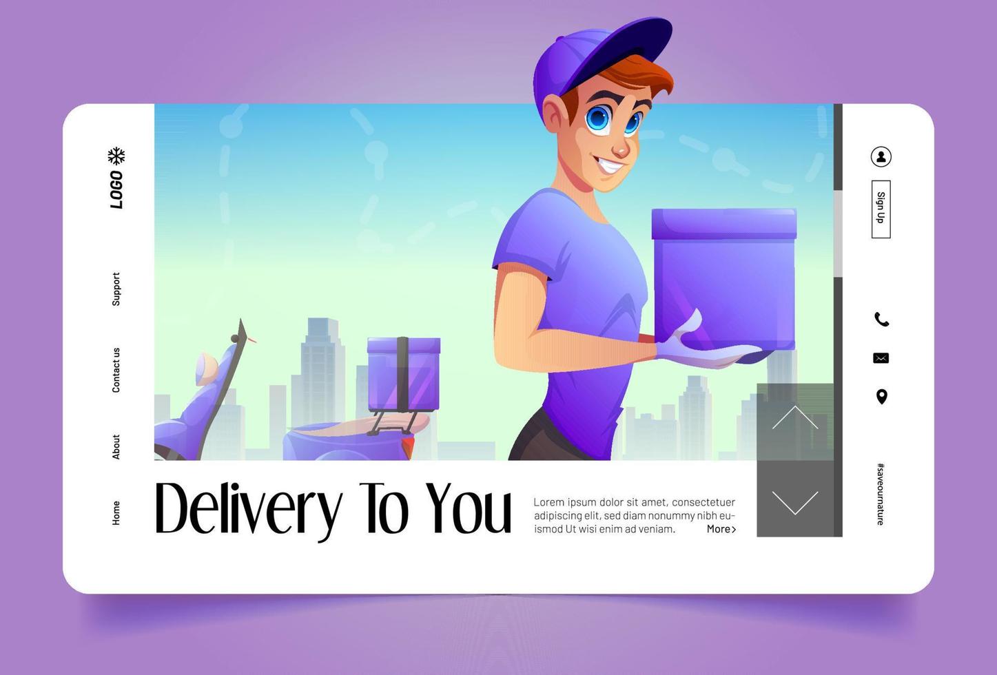 Delivery service banner with courier and scooter vector