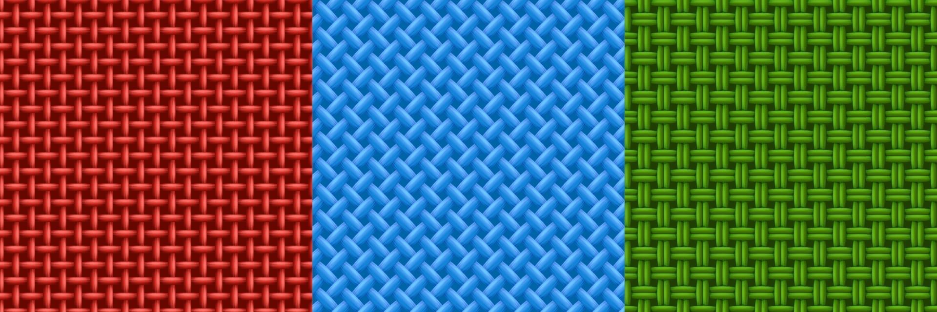 Textures of woven fabric, different wickers vector