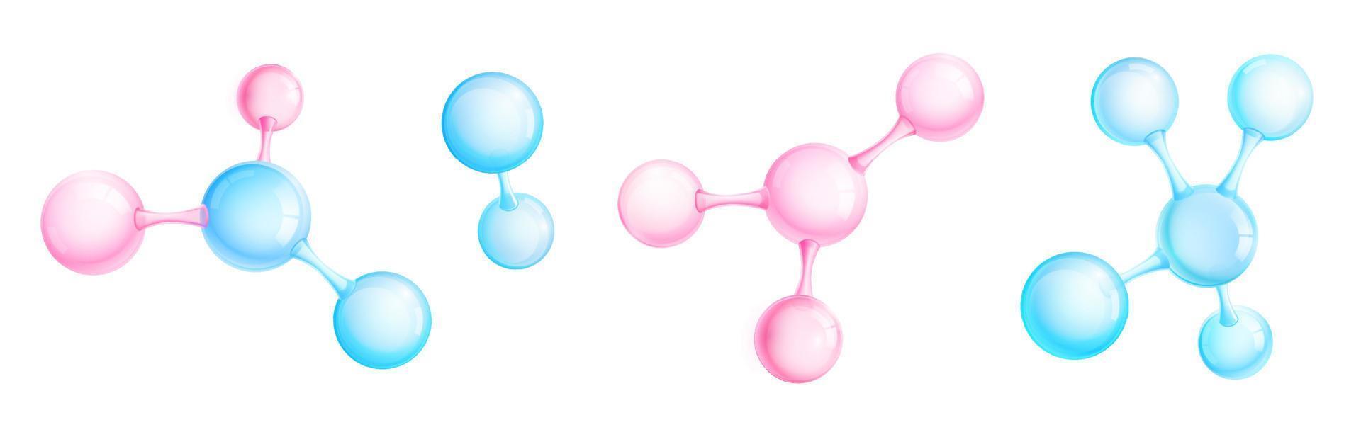 modelos de moléculas y átomos, elementos científicos vector