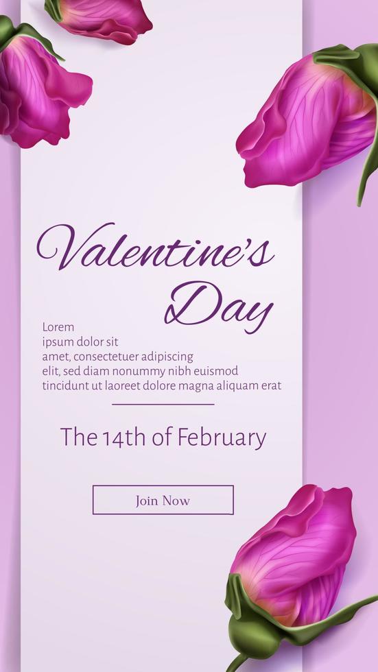 invitación de banner web de san valentín con flores vector