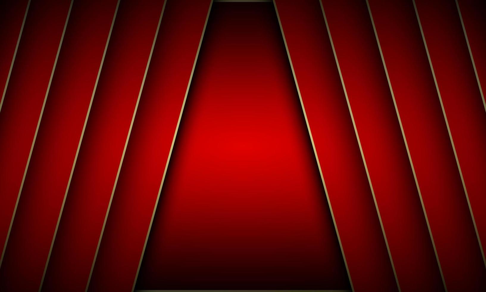 Red metal diagonal with golden lines background. vector
