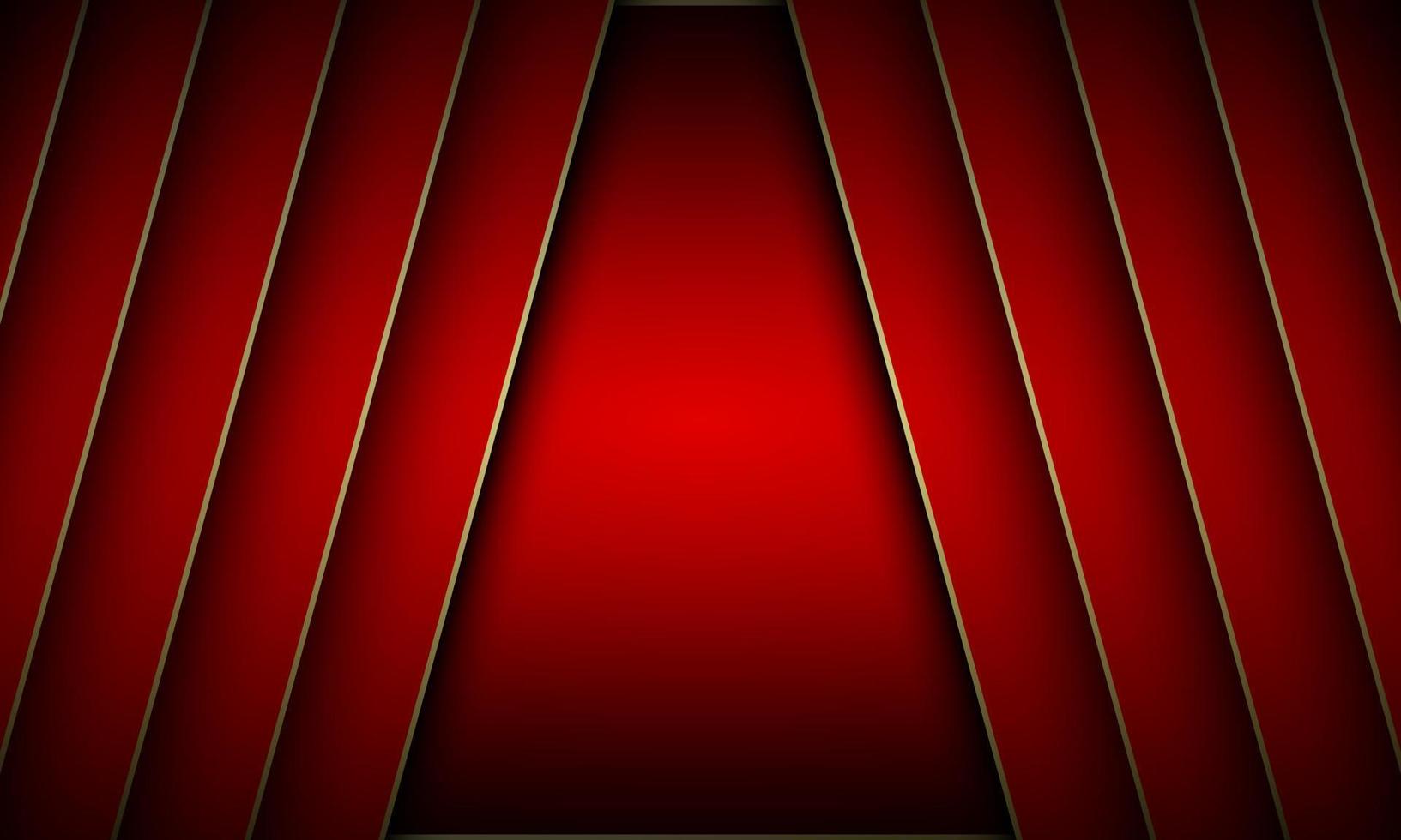 Red metal diagonal with golden lines background. vector