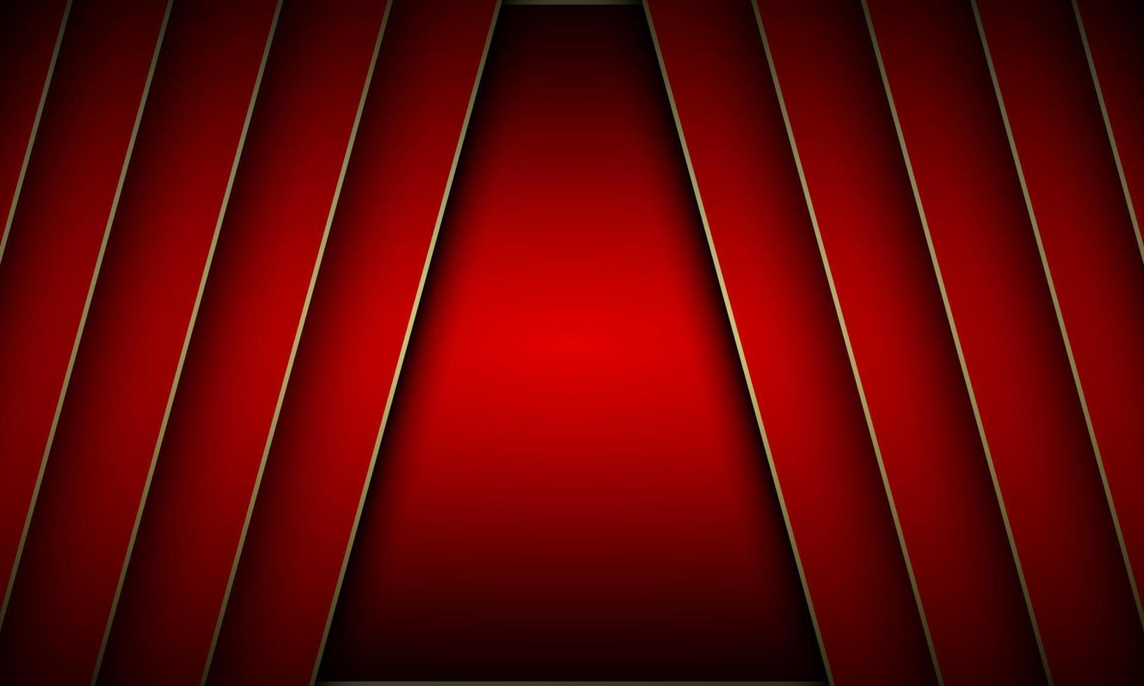 diagonal de metal rojo con fondo de líneas doradas. vector