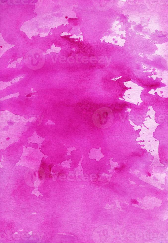 Watercolor bright pink splash background texture. Fuchsia liquid backdrop. Artistic watercolour overlay. Stains on paper. photo
