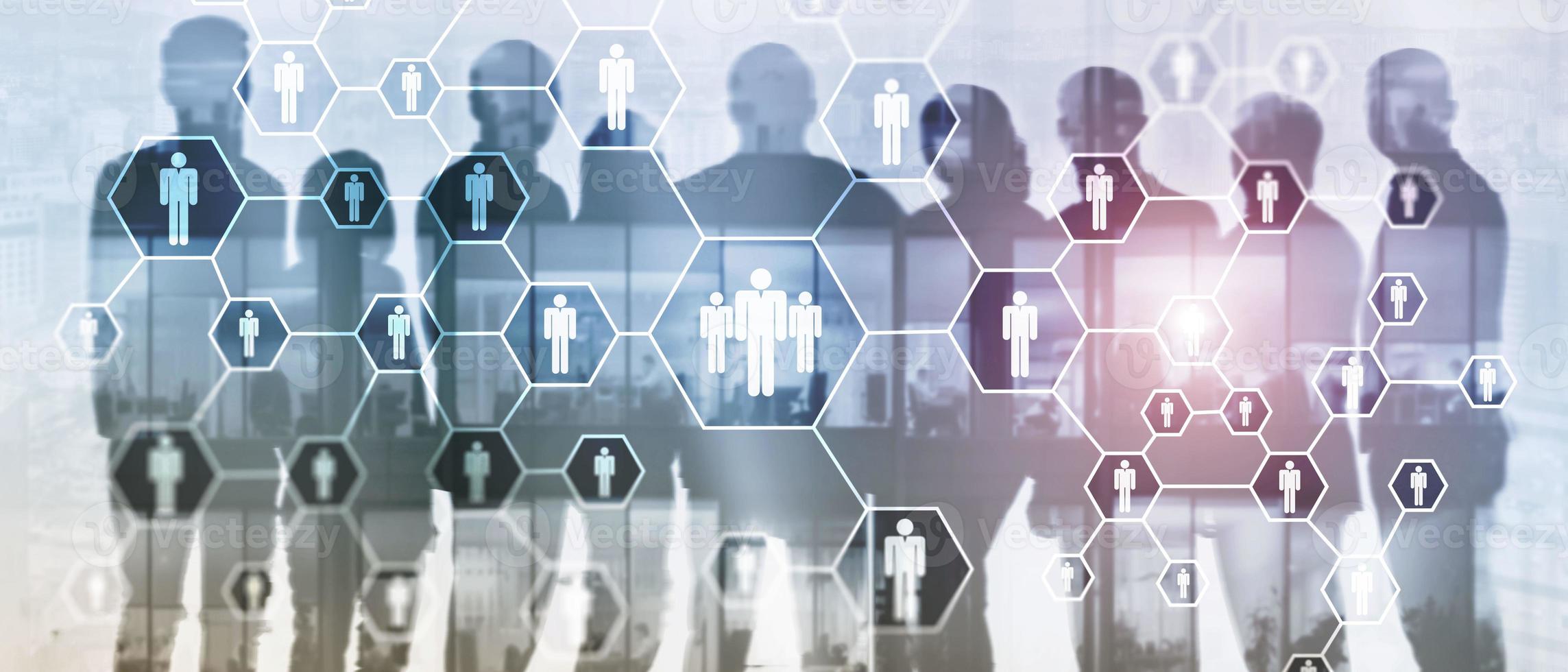 HR, Human Resources, Recruitment, Organisation structure and social network concept. photo