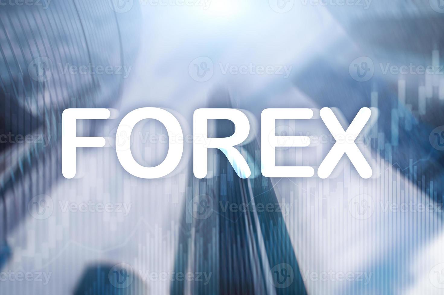 Forex trading and investment concept on double exposure blurred background. photo