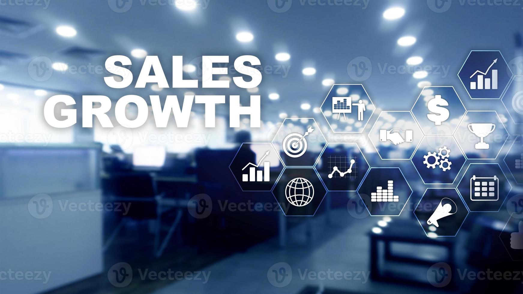 Chart growth concept. Sales increase, marketing strategy. Double exposure with business graph photo