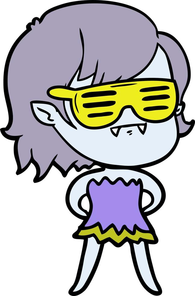 Vector vampire girl character in cartoon style