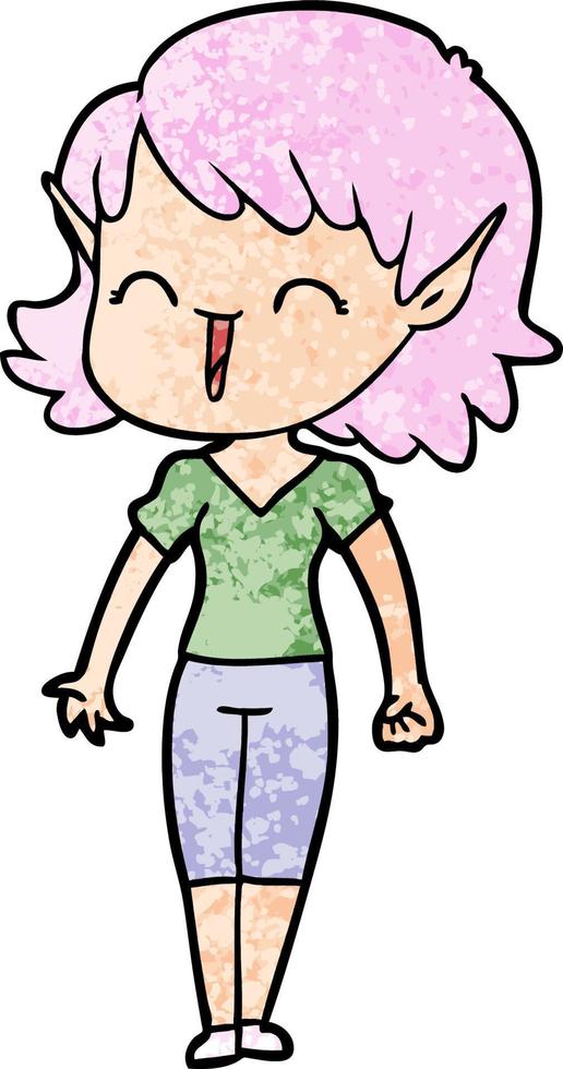 Vector elf girl character in cartoon style