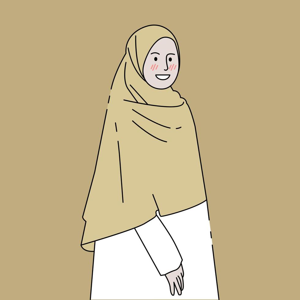 Young muslim woman manhwa character vector