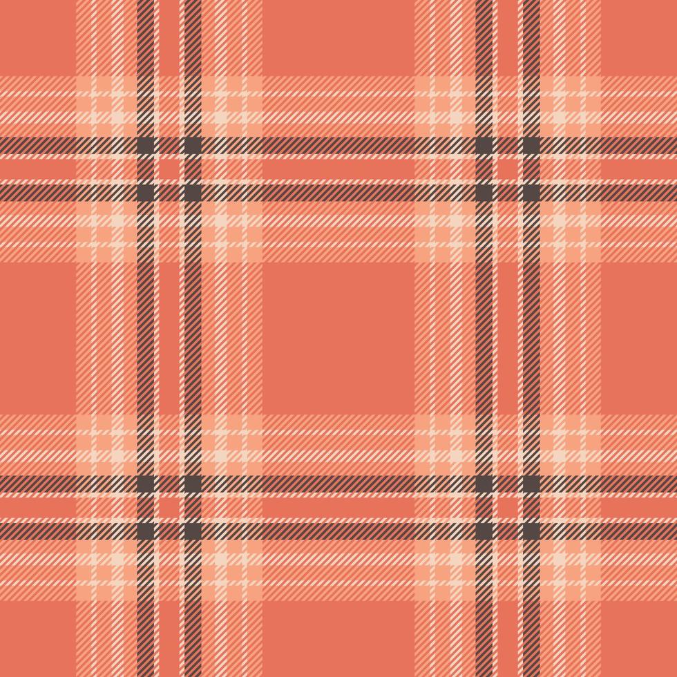 Plaid seamless pattern in orange. Check fabric texture. Vector textile print.