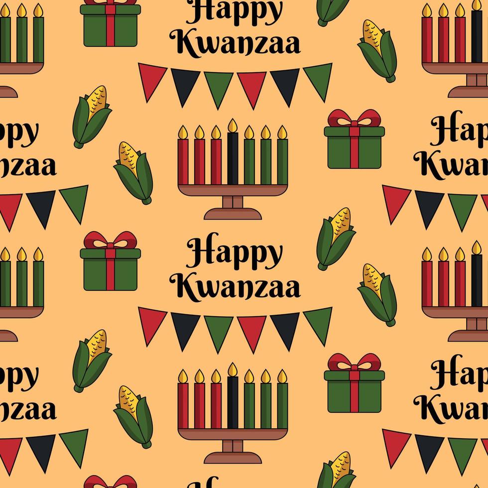 Happy Kwanzaa seamless pattern background in Modern flat style with