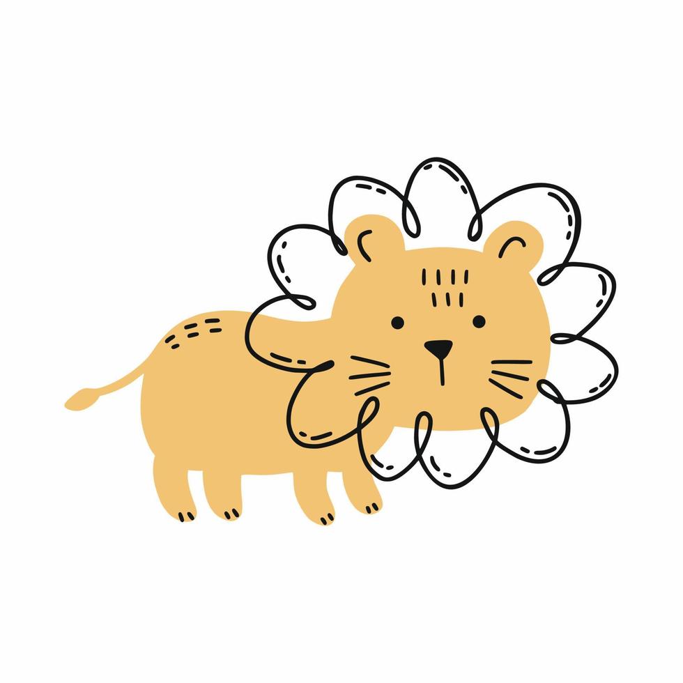 Cute lion for baby. African animal. Sticker to nursery. vector