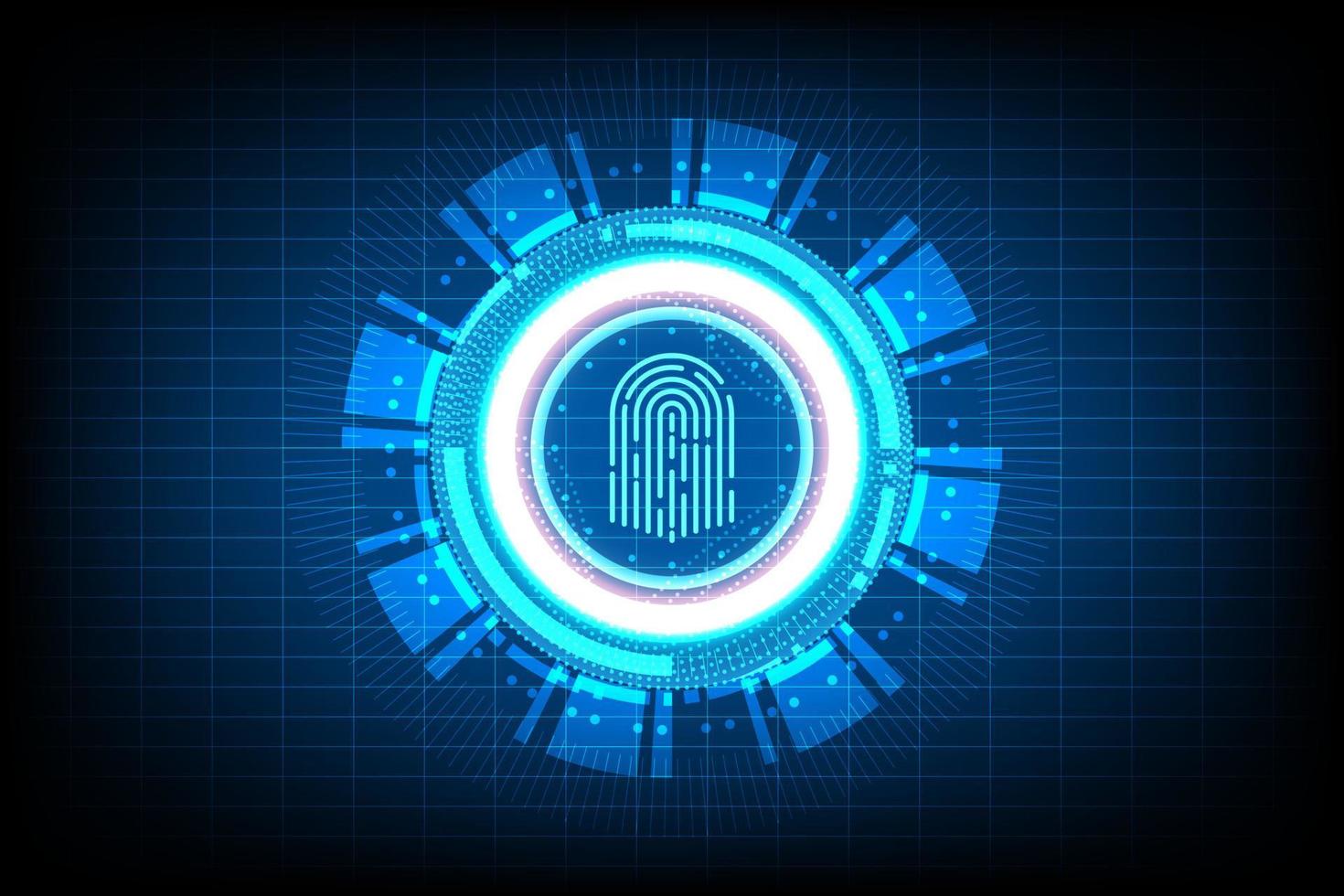 vector abstract security system concept with fingerprint on technology background.