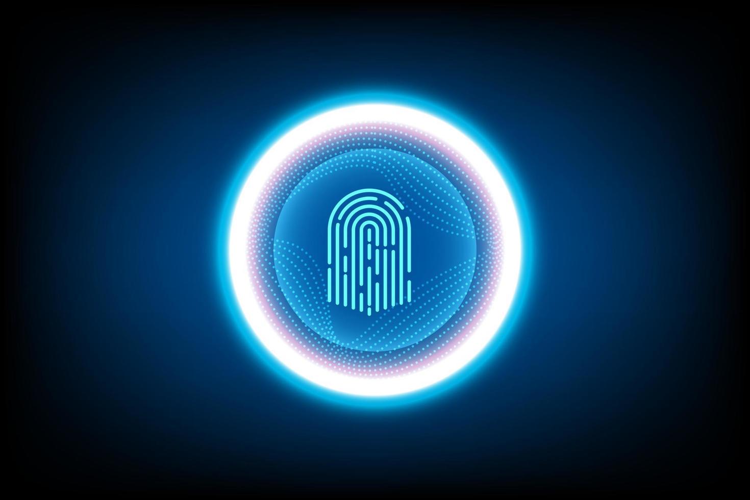 vector abstract security system concept with fingerprint on technology background.
