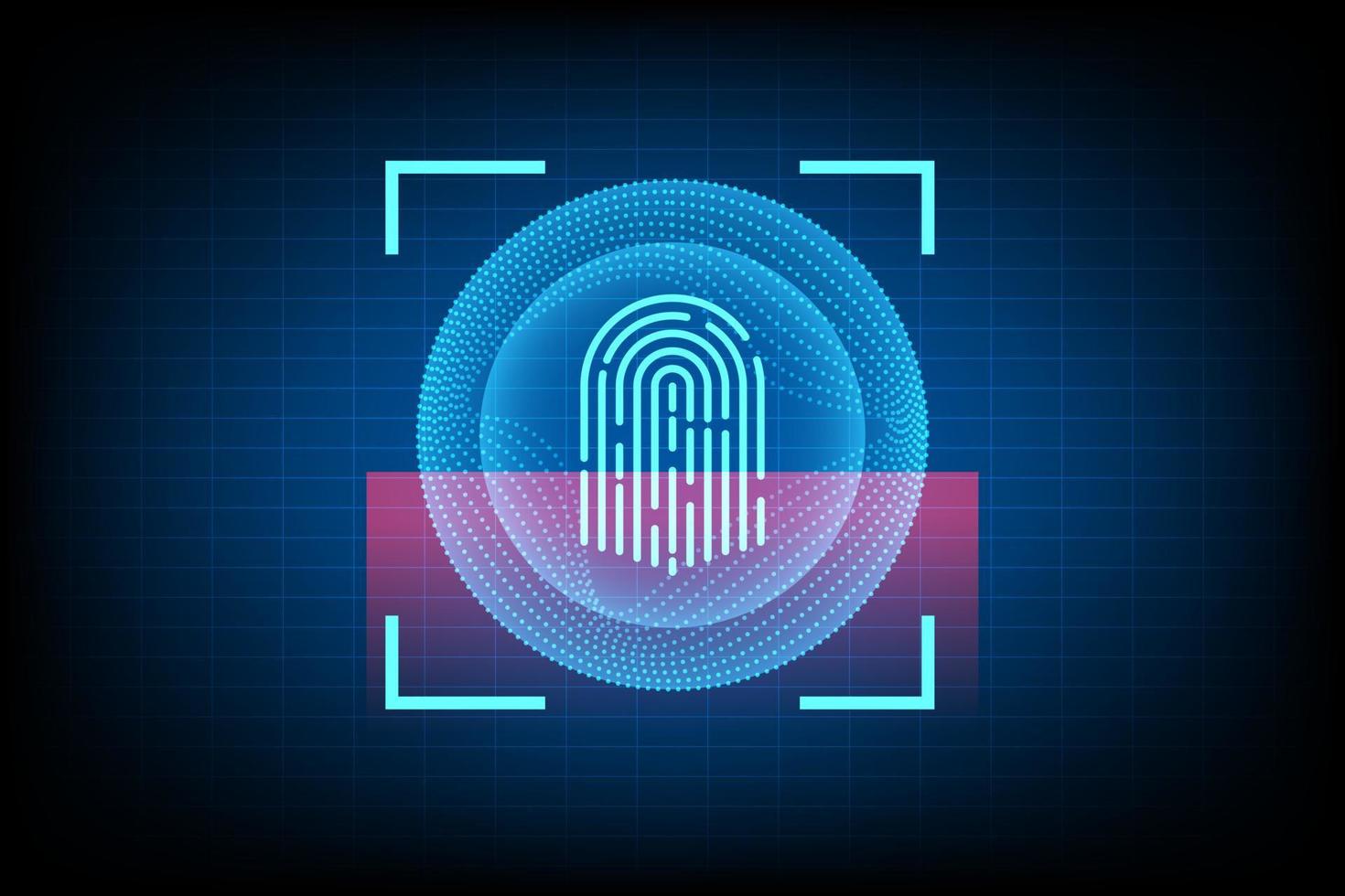 vector abstract security system concept with fingerprint on technology background.