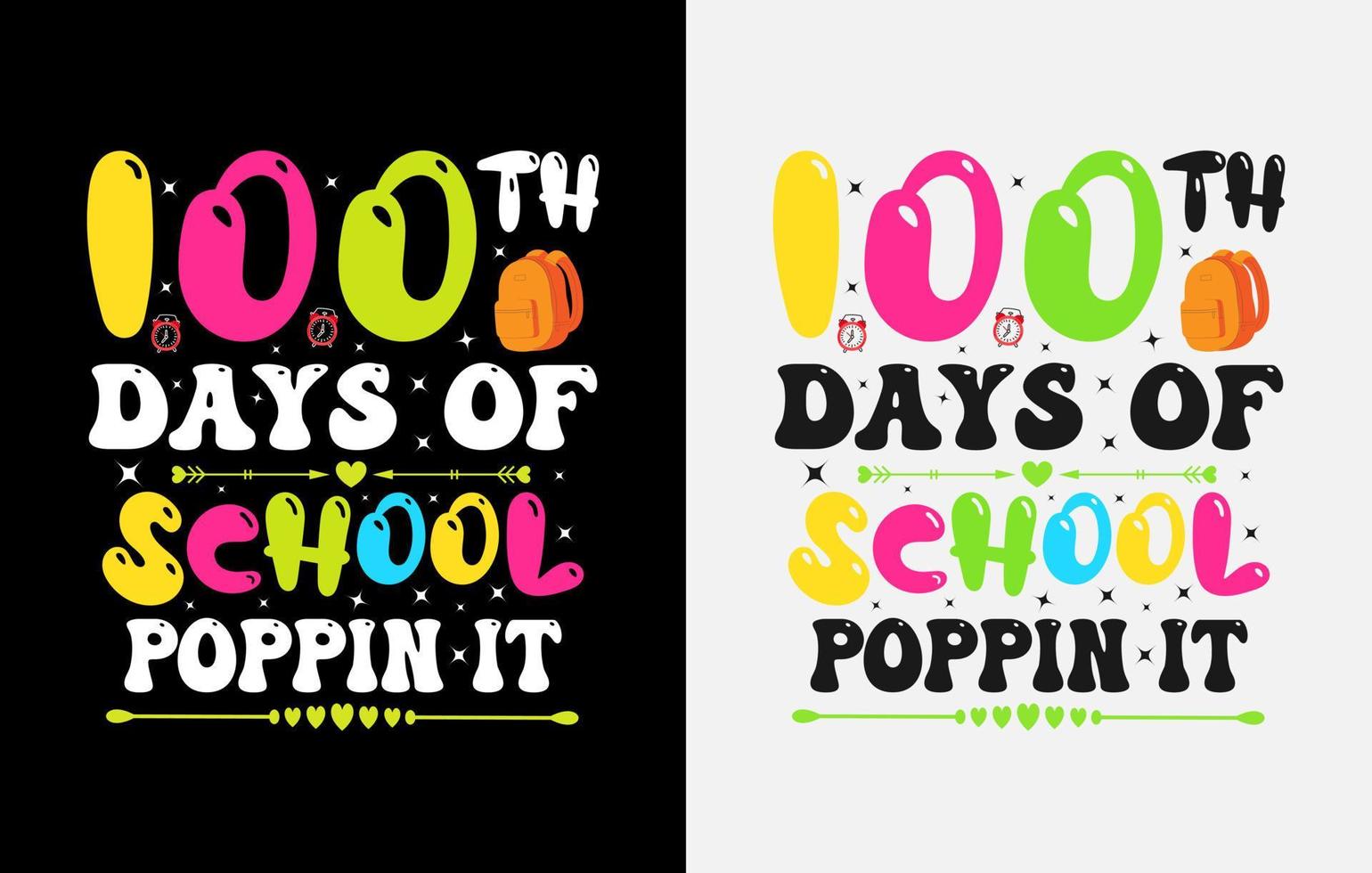 100th days of school t shirt , hundred days t shirt design set vector