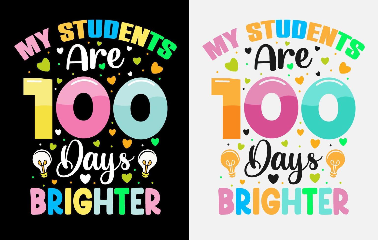 100 días de escuela, diseño de camiseta de cien días, camiseta de celebración de 100 días vector