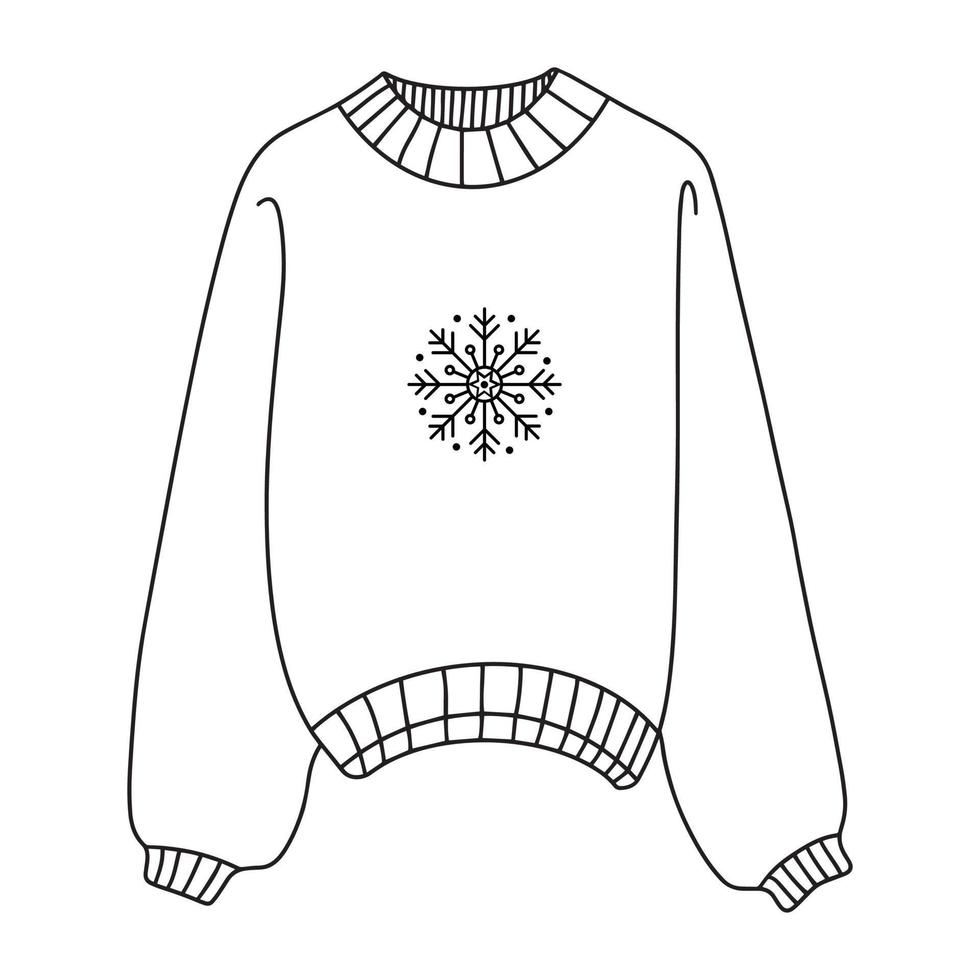 Winter sweater linear icon. Winter sweater with snowflake pattern. Thin line Winter sweater icon isolated on white background. Vector illustration.