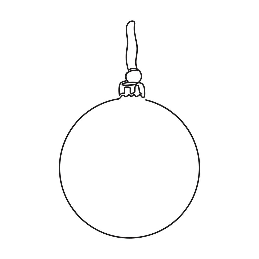 Christmas ball Continuous one line drawing, Vector minimalist linear illustration made of thin single line, New Year and Merry Christmas design element.
