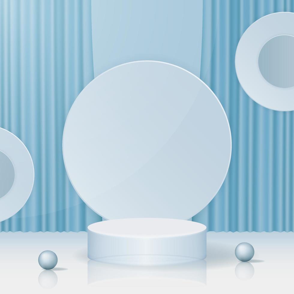 Abstract geometric Blue color product display podium vector