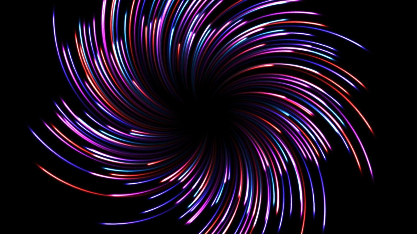 Abstract Multicolor Twirl Line of Light Background. Widescreen Vector Illustration