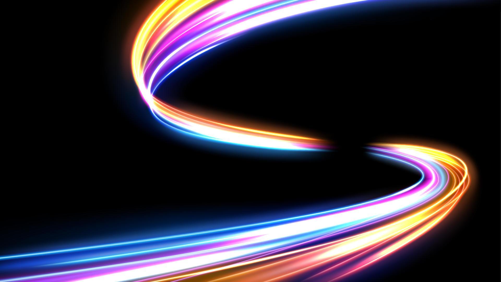 Colorful Light Trails, Long Time Exposure Motion Blur Effect. Vector