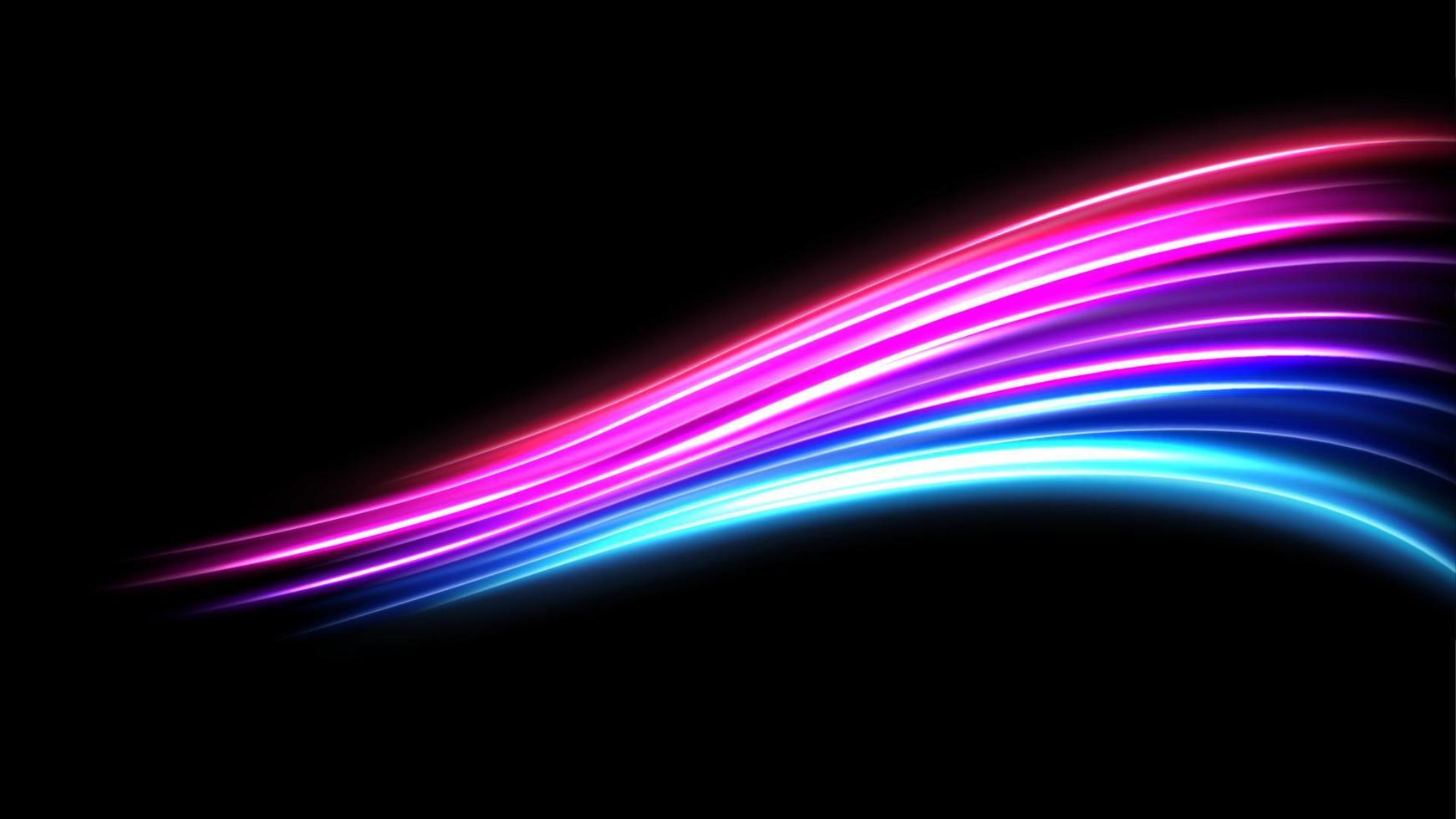 Colorful Light Trails, Long Time Exposure Motion Blur Effect. Vector Illustration