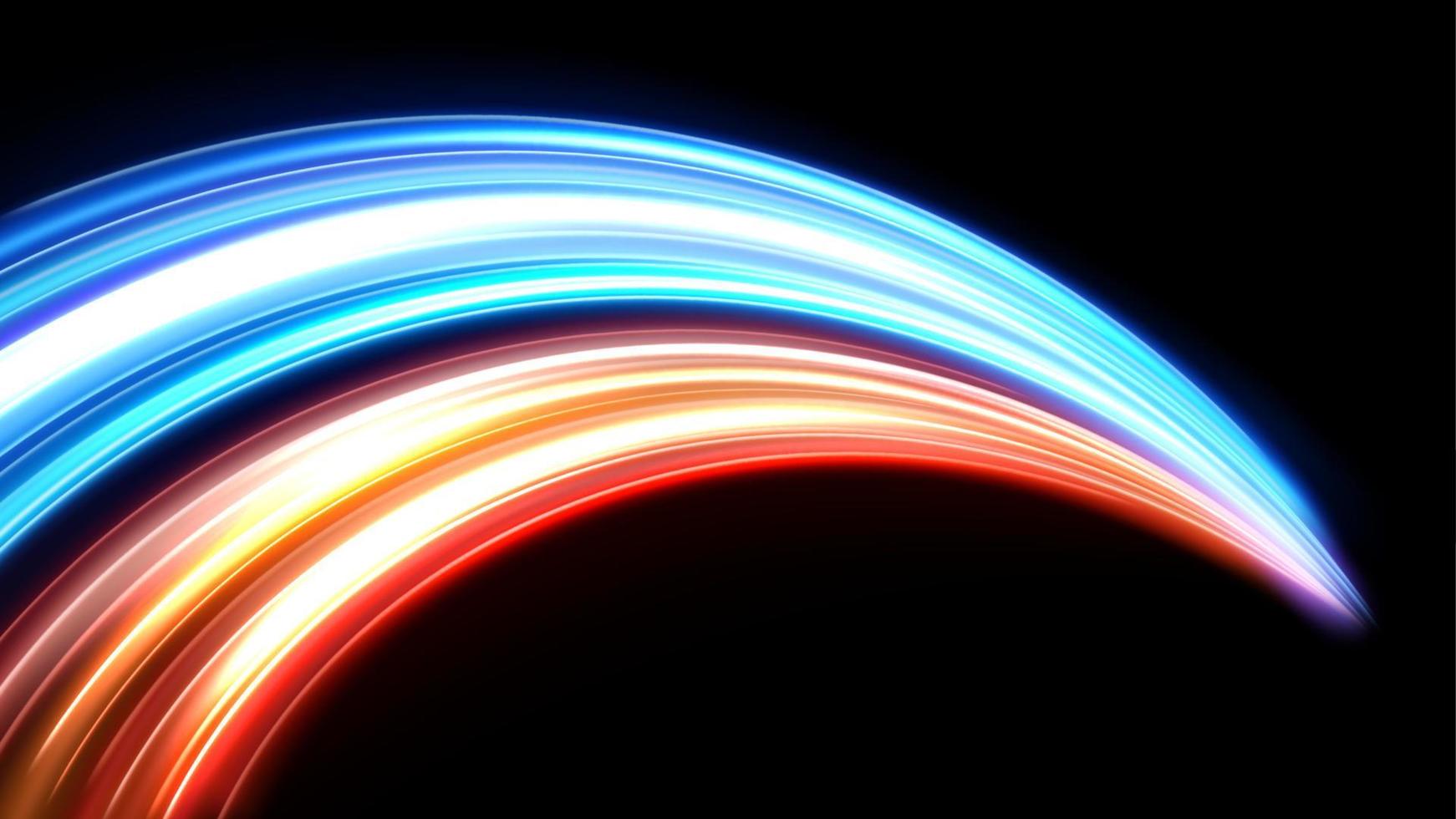 Colorful Light Trails, Long Time Exposure Motion Blur Effect. Vector Illustration