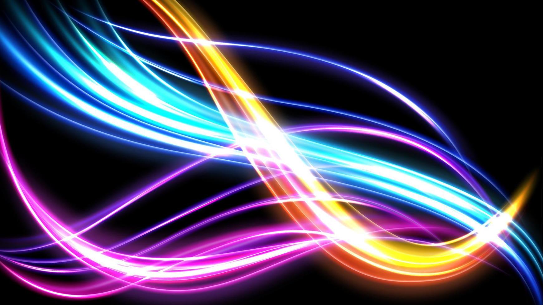 Colorful Light Trails, Long Time Exposure Motion Blur Effect. Vector Illustration