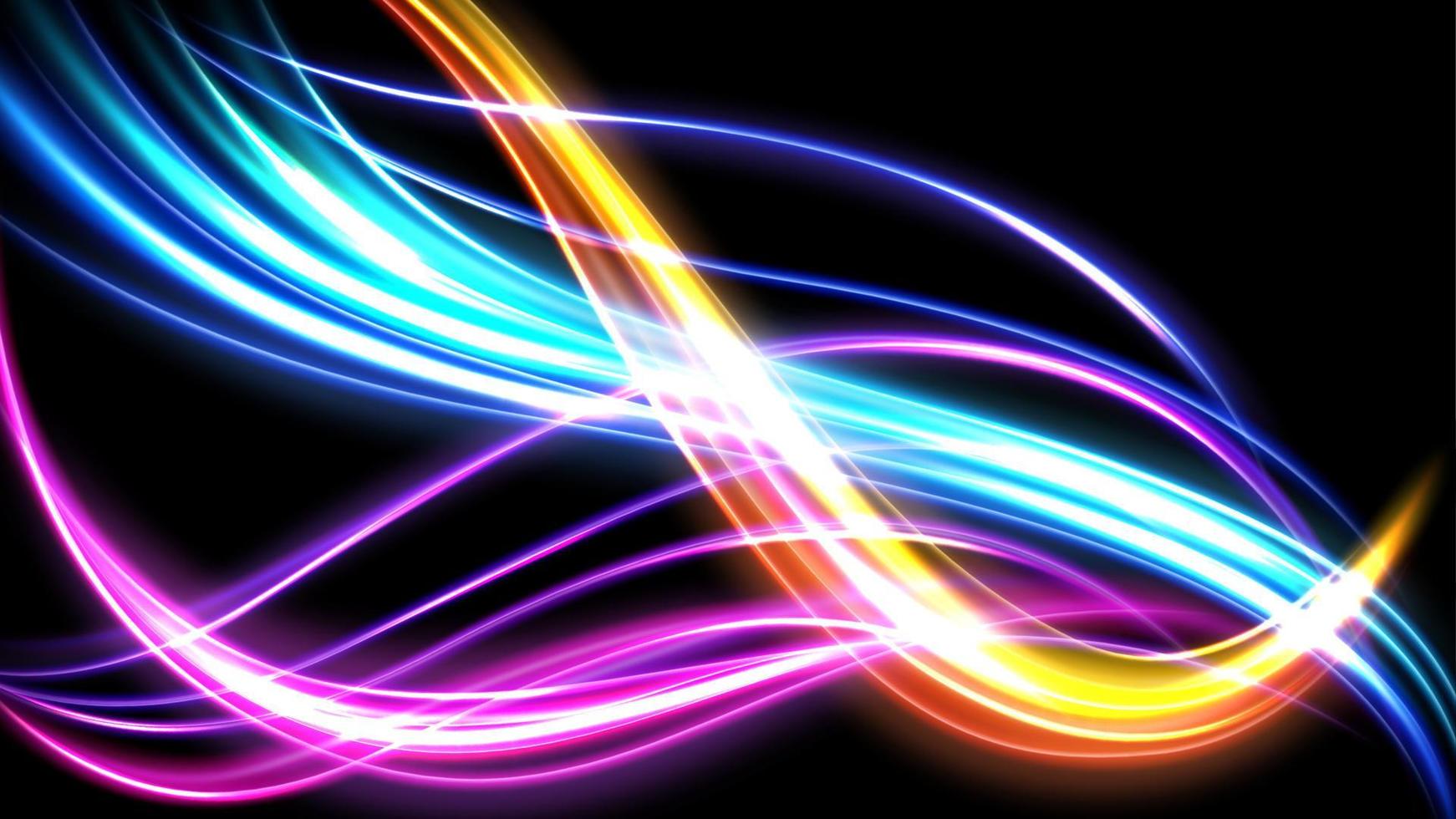 Colorful Light Trails, Long Time Exposure Motion Blur Effect. Vector ...