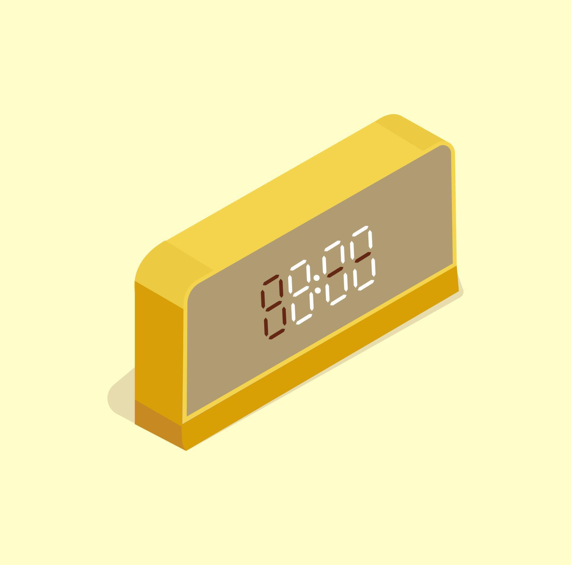 yellow electronic alarm clock. 8 am 13964419 Vector Art at Vecteezy