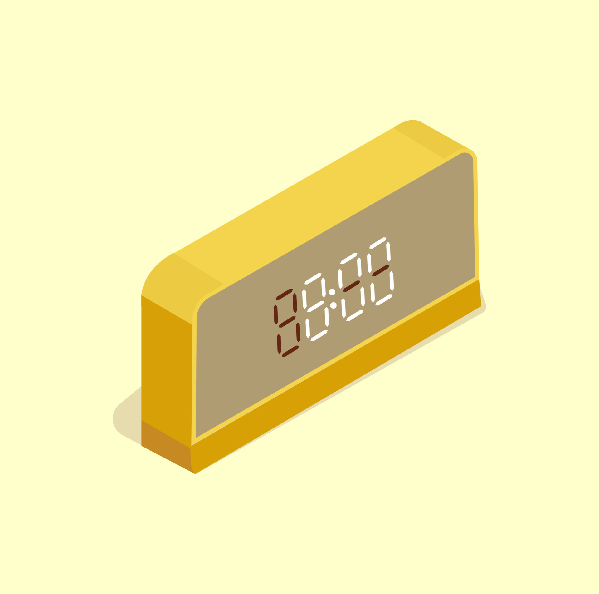 yellow electronic alarm clock. 8 am 13964419 Vector Art at Vecteezy