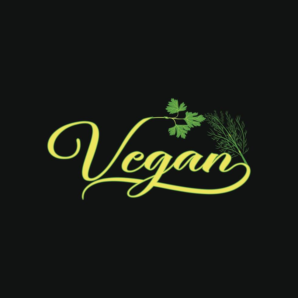 plantilla de camiseta vectorial vegana. gráficos vectoriales, diseño de camisetas de feliz día vegano. se puede utilizar para imprimir tazas, diseños de pegatinas, tarjetas de felicitación, afiches, bolsos y camisetas. vector