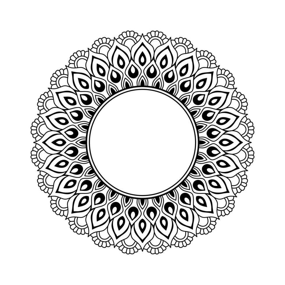 mandala, garabatos de plantilla de patrón de mandala, patrones de adorno redondo para henna, mehndi, tatuaje, página de libro para colorear vector