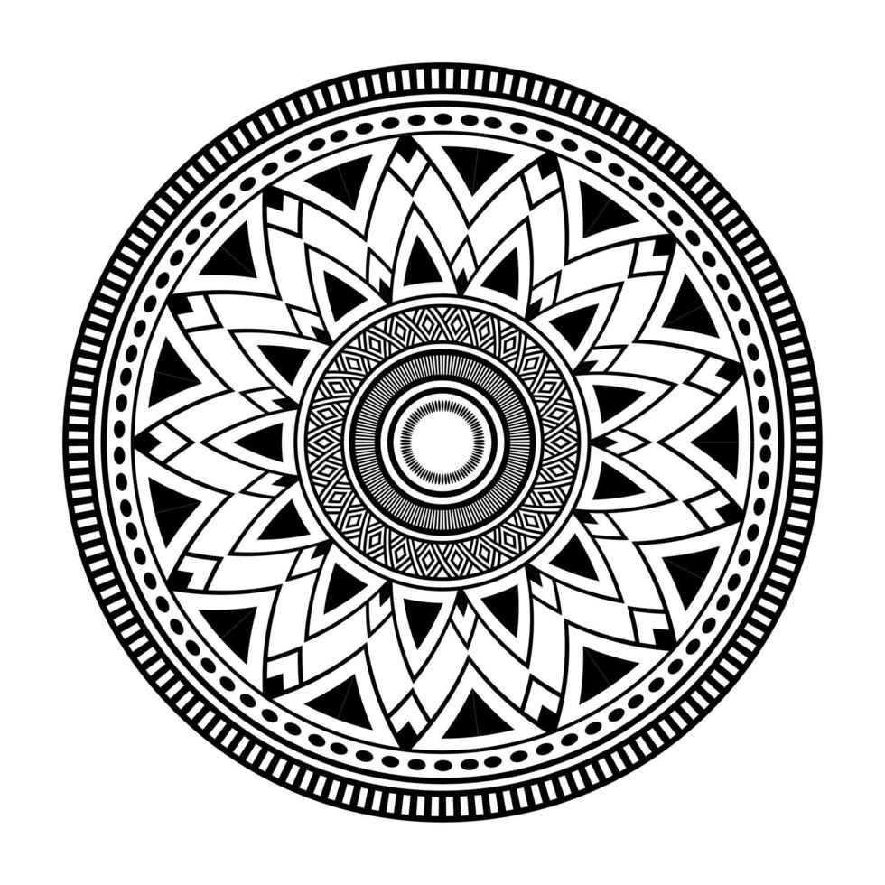 mandala, garabatos de plantilla de patrón de mandala, patrones de adorno redondo para henna, mehndi, tatuaje, página de libro para colorear vector