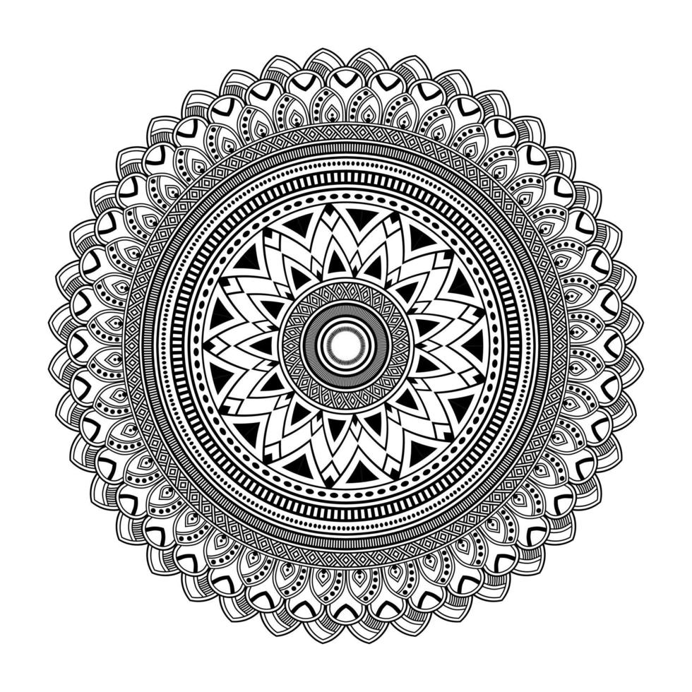 mandala, garabatos de plantilla de patrón de mandala, patrones de adorno redondo para henna, mehndi, tatuaje, página de libro para colorear vector