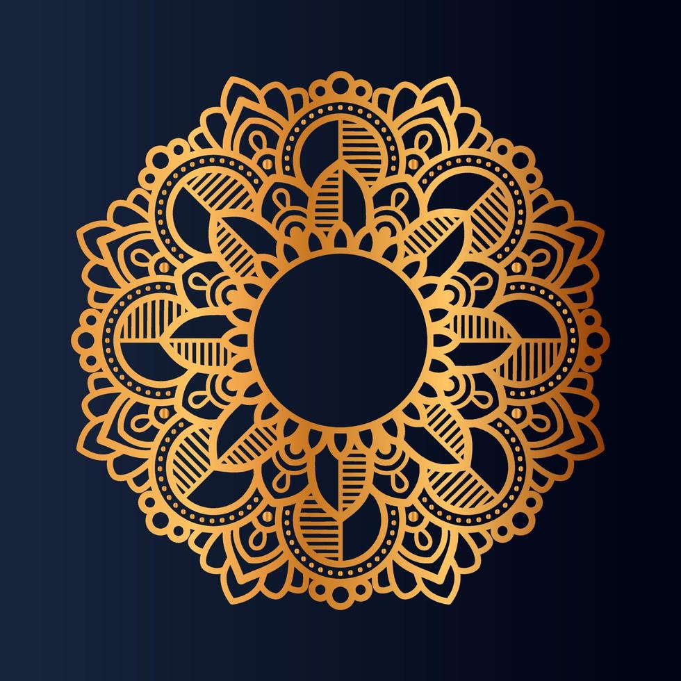 Luxury gold floral mandala arabesque pattern for print, poster, cover, brochure, flyer, Oriental style ornamental round lace ornament vector