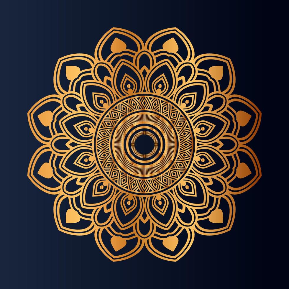 Luxury gold floral mandala arabesque pattern for print, poster, cover, brochure, flyer, Oriental style ornamental round lace ornament vector
