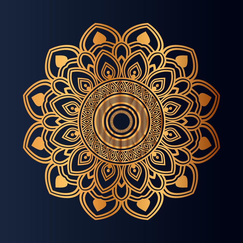 Luxury gold floral mandala arabesque pattern for print, poster, cover, brochure, flyer, Oriental style ornamental round lace ornament vector