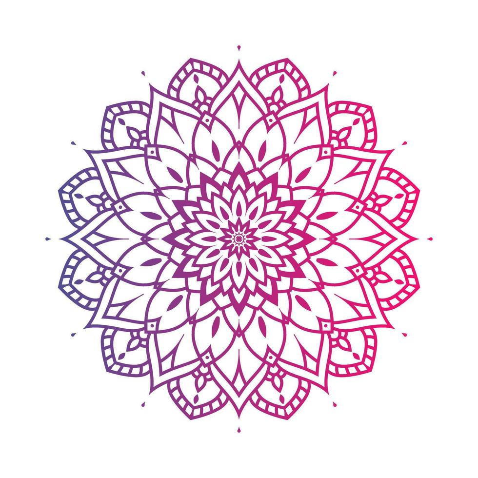 Gradient color mandala on white isolated background, Mandala with floral patterns. Ornaments vector