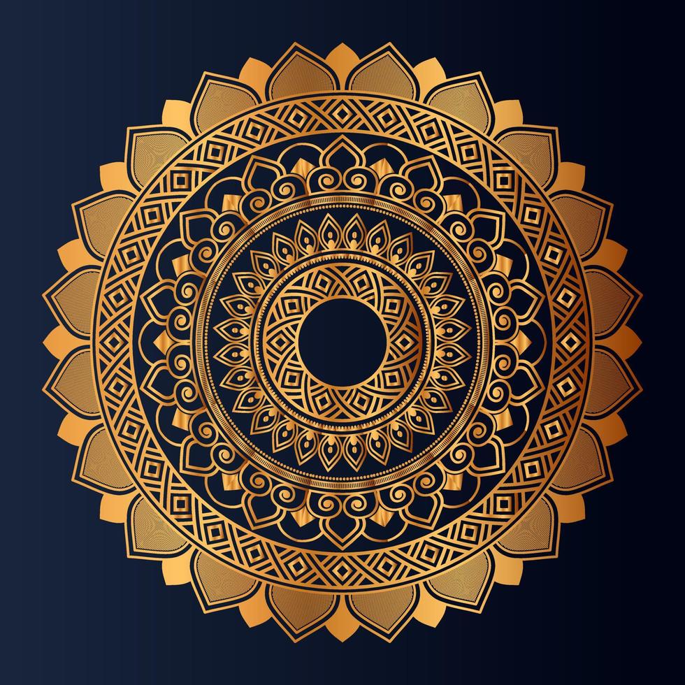 Luxury gold floral mandala arabesque pattern for print, poster, cover, brochure, flyer, Oriental style ornamental round lace ornament vector