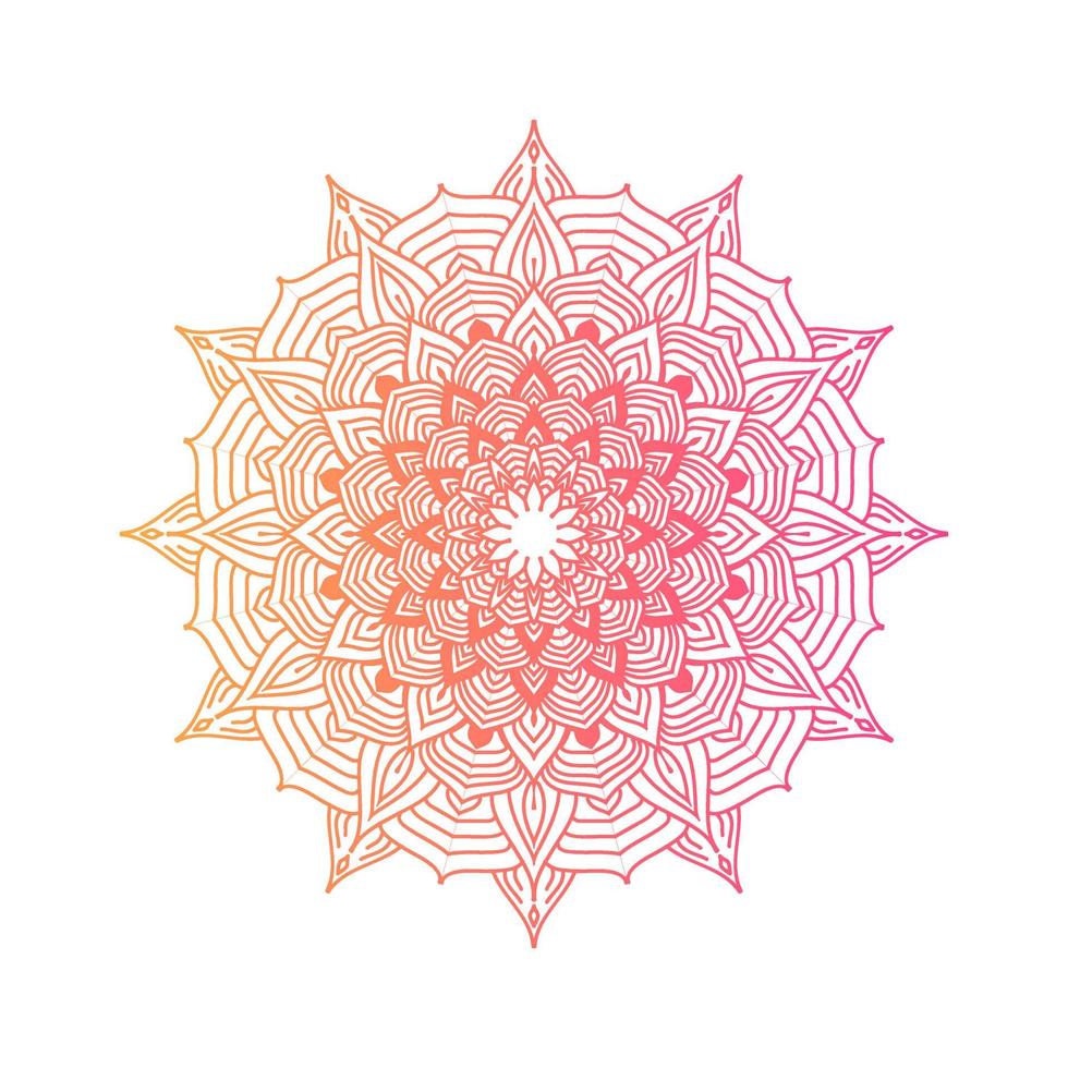 Gradient color mandala on white isolated background, Mandala with floral patterns. Ornaments vector