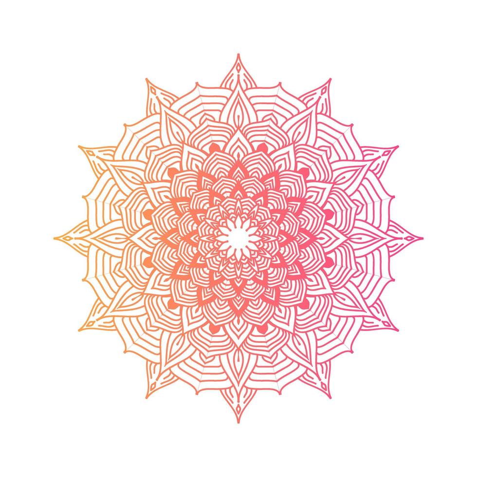 mandala de color degradado sobre fondo blanco aislado, mandala con motivos florales. adornos vector