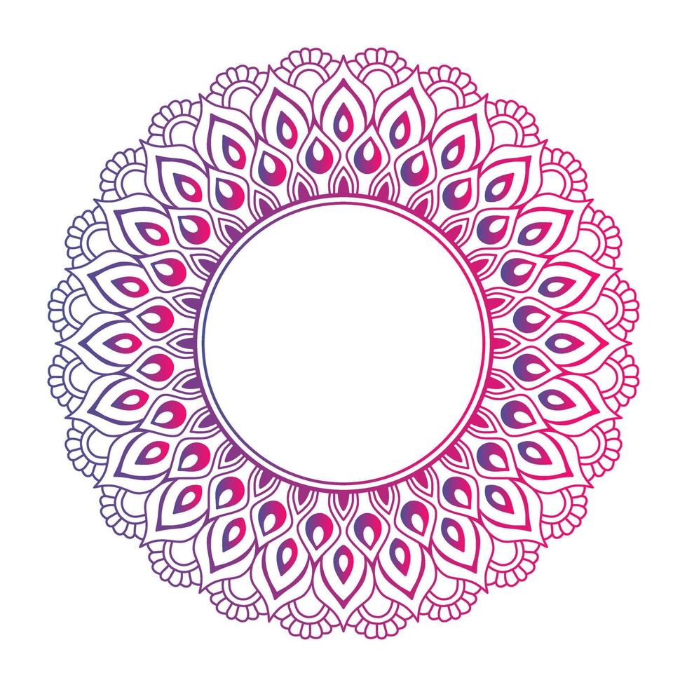 mandala de color degradado sobre fondo blanco aislado, mandala con motivos florales. adornos vector