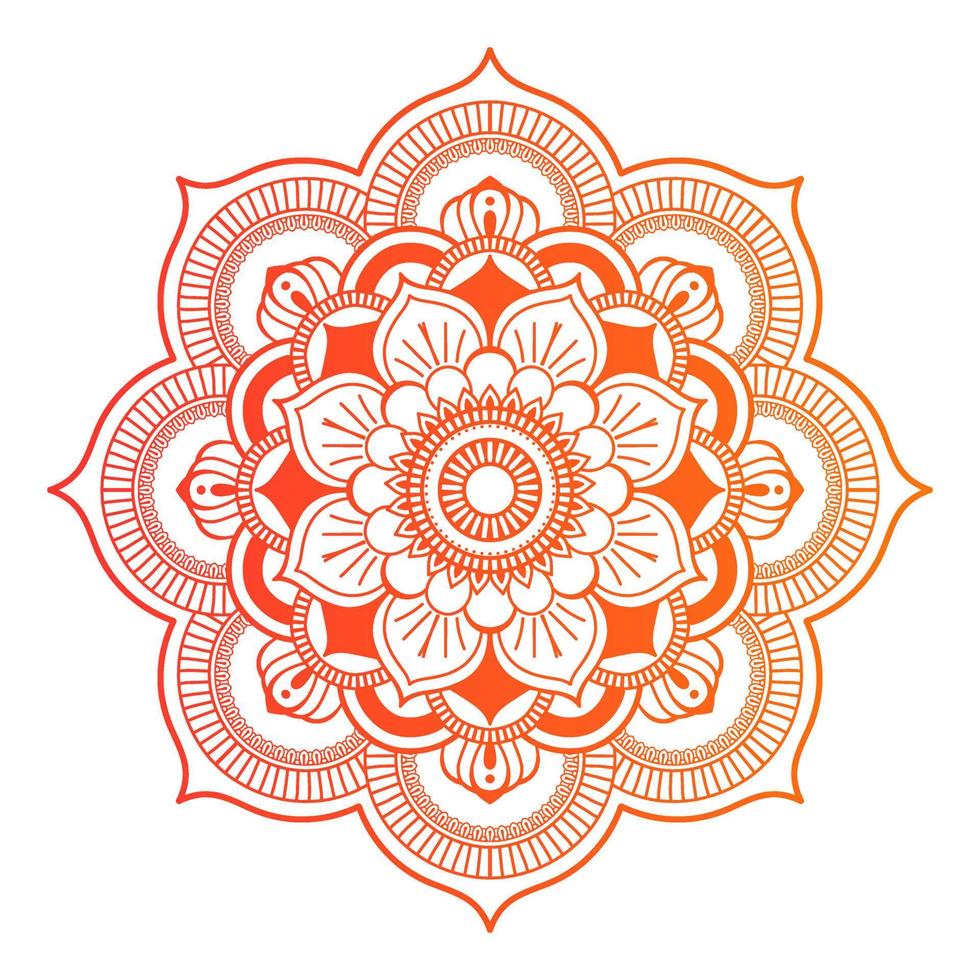 Gradient color mandala on white isolated background, Mandala with floral patterns. Ornaments vector