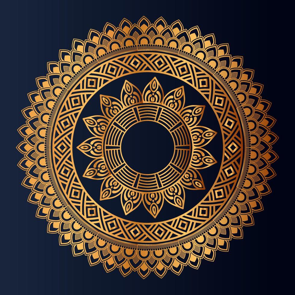Luxury gold floral mandala arabesque pattern for print, poster, cover, brochure, flyer, Oriental style ornamental round lace ornament vector