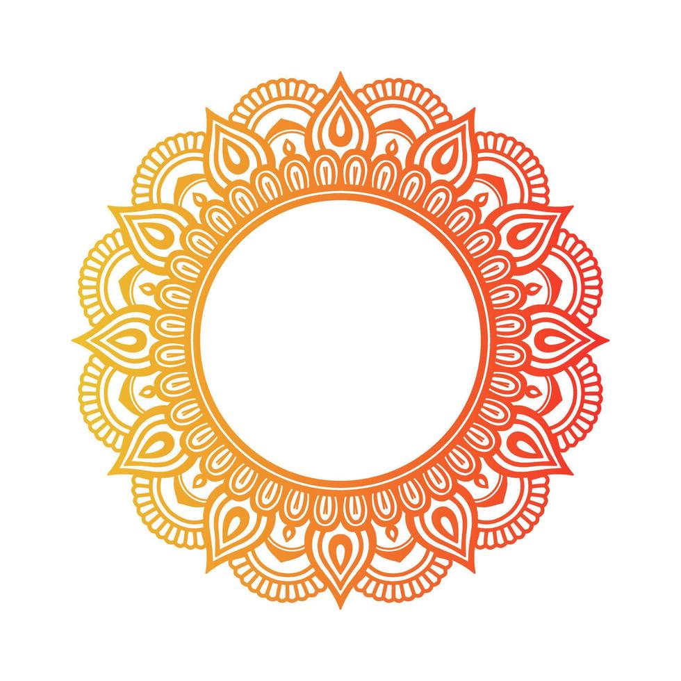 mandala de color degradado sobre fondo blanco aislado, mandala con motivos florales. adornos vector