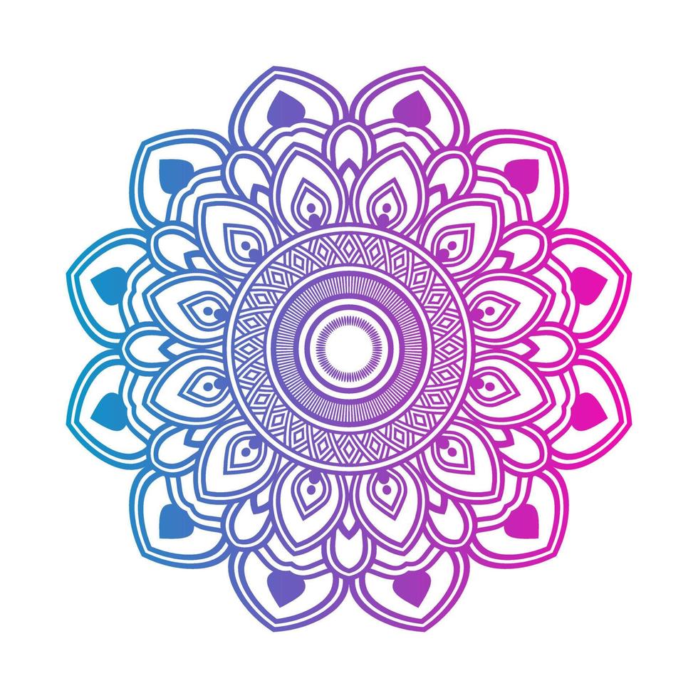 Gradient color mandala on white isolated background, Mandala with floral patterns. Ornaments vector